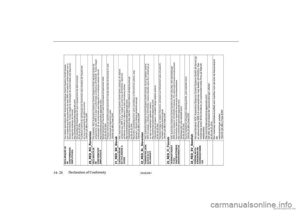 MITSUBISHI OUTLANDER PHEV 2020  Owners Manual (in English) �1�4�-� �2�8�2�*�*�(�2�0�(�1�D�e�c�l�a�r�a�t�i�o�n� �o�f� �C�o�n�f�o�r�m�i�t�y               