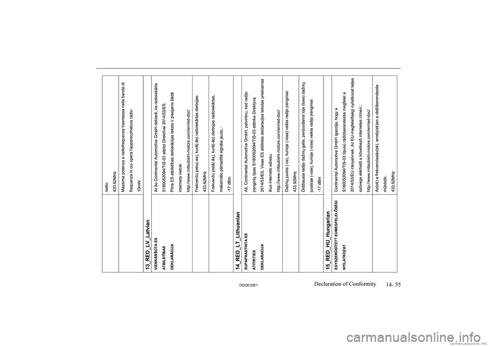 MITSUBISHI OUTLANDER PHEV 2020  Owners Manual (in English) �1�4�-� �5�5
�2�*�*�(�2�0�(�1�D�e�c�l�a�r�a�t�i�o�n� �o�f� �C�o�n�f�o�r�m�i�t�y  