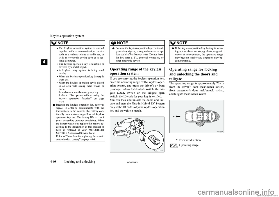 MITSUBISHI OUTLANDER PHEV 2020   (in English) Manual Online �N�O�T�E�
