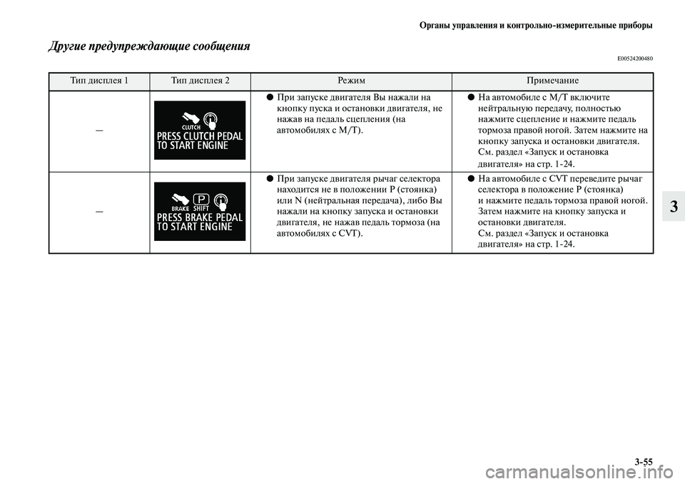 MITSUBISHI ASX 2014 Руководство по эксплуатации и техобслуживанию (in Russian) Органы управления и контрольно/измерительные приборы
3/55
3
Другие предупреждающие сообщенияE00524200480
Ти п д и с MITSUBISHI ASX 2014 Руководство по эксплуатации и техобслуживанию (in Russian) Органы управления и контрольно/измерительные приборы
3/55
3
Другие предупреждающие сообщенияE00524200480
Ти п д и с