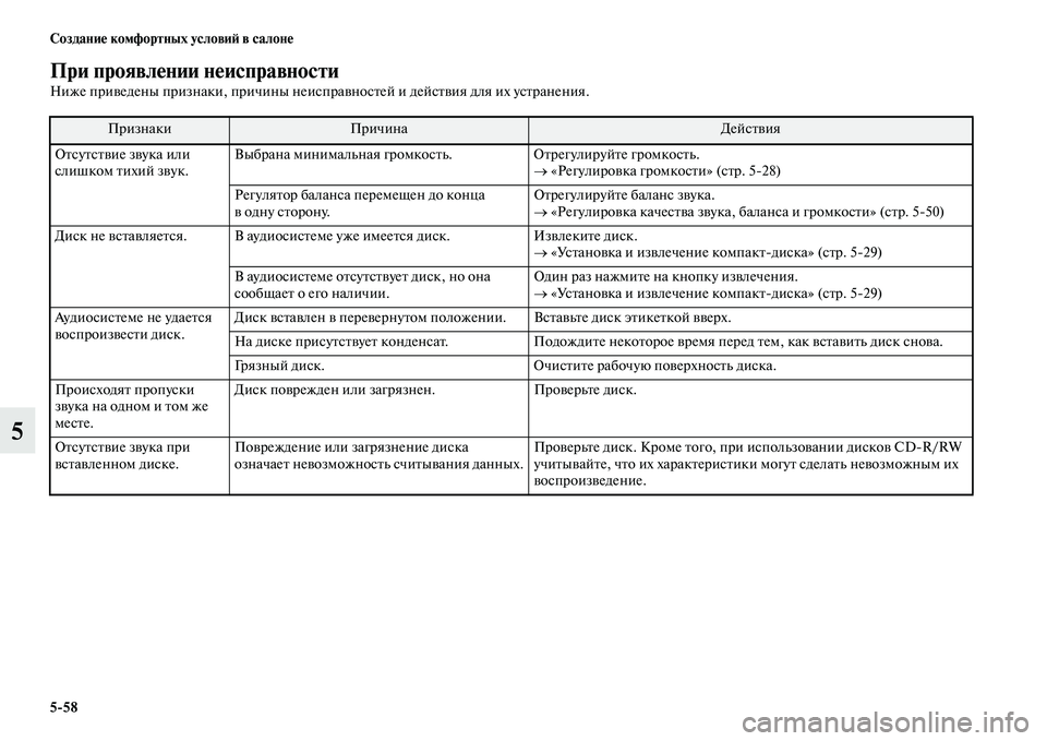 MITSUBISHI ASX 2014 Руководство по эксплуатации и техобслуживанию (in Russian) 5/58 Создание комфортных условий в салоне
5
При проявлении неисправности
Ниже приведены признаки, причины неис MITSUBISHI ASX 2014 Руководство по эксплуатации и техобслуживанию (in Russian) 5/58 Создание комфортных условий в салоне
5
При проявлении неисправности
Ниже приведены признаки, причины неис