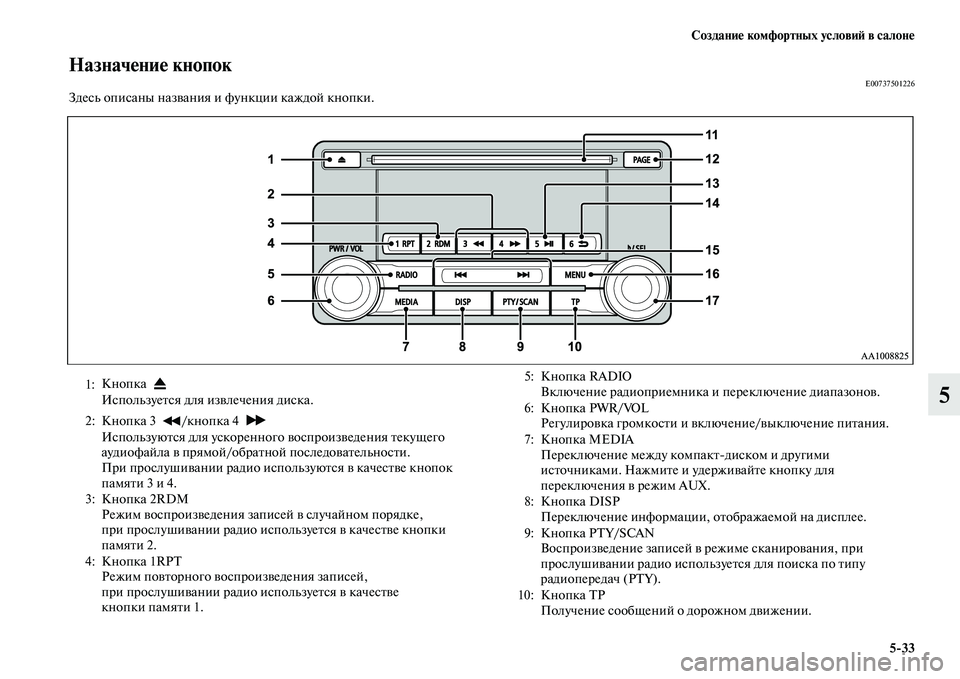 MITSUBISHI PAJERO 2018 Руководство по эксплуатации и техобслуживанию (in Russian) Создание комфортных условий в салоне
5:33
5
Назначение кнопокE00737501226Здесь описаны названия и функции каждой кн MITSUBISHI PAJERO 2018 Руководство по эксплуатации и техобслуживанию (in Russian) Создание комфортных условий в салоне
5:33
5
Назначение кнопокE00737501226Здесь описаны названия и функции каждой кн