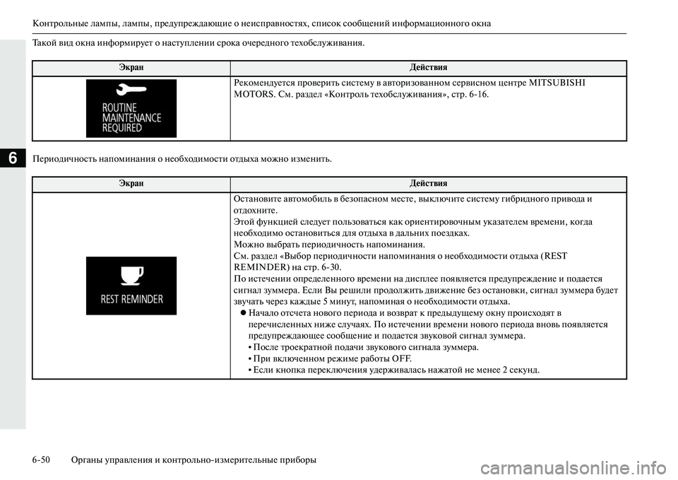 MITSUBISHI OUTLANDER PHEV 2014  Руководство по эксплуатации и техобслуживанию (in Russian) КонтрольныЧN лампы, лампы, прЧNдЧbпрЧNждающиЧN о нЧNисправностях, список сообщЧNний информационного окна
650 Ор