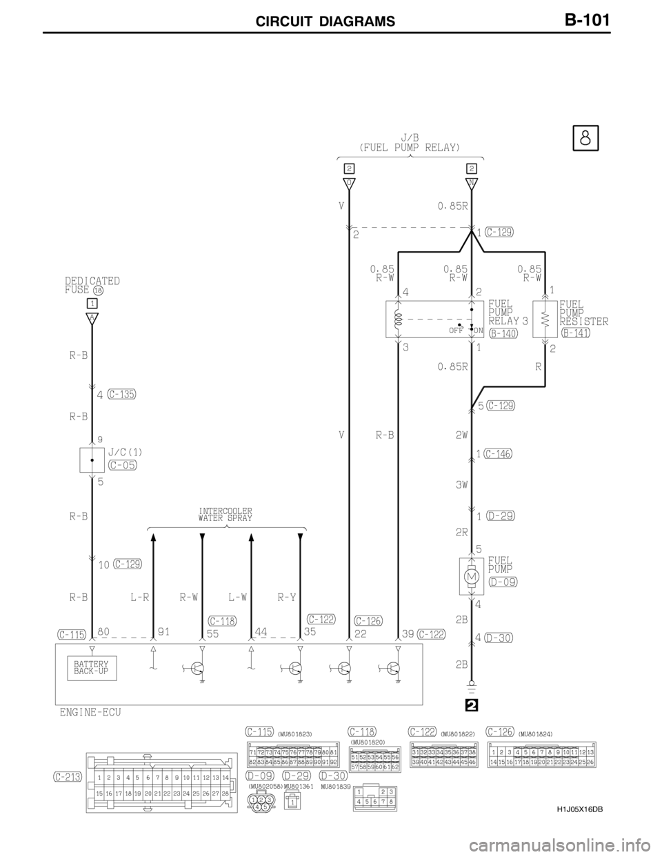 MITSUBISHI LANCER EVOLUTION 2007 Service Repair Manual CIRCUIT DIAGRAMS
H1J05X16DB
B-101 MITSUBISHI LANCER EVOLUTION 2007 Service Repair Manual CIRCUIT DIAGRAMS
H1J05X16DB
B-101