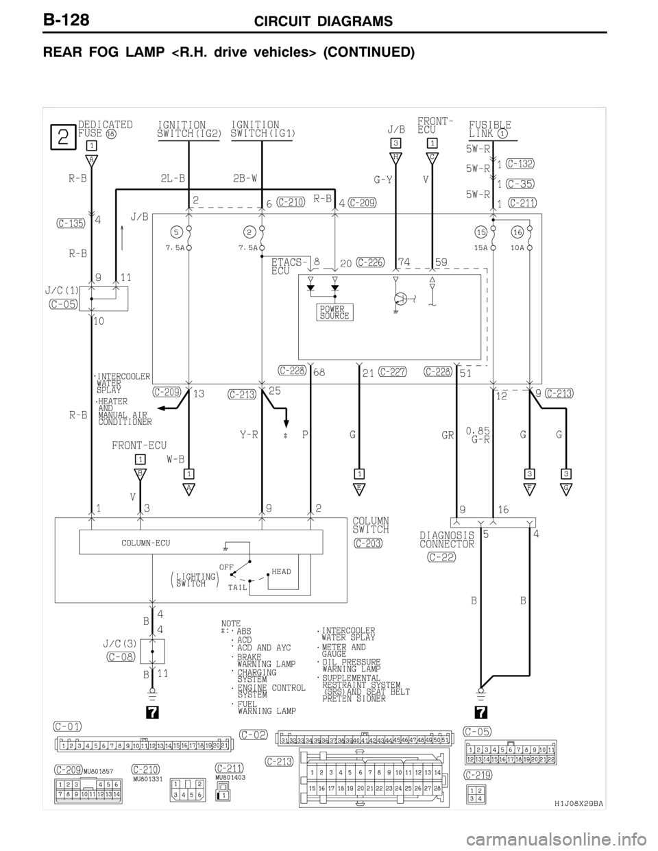 MITSUBISHI LANCER EVOLUTION 2007  Service Repair Manual CIRCUIT DIAGRAMSB-128
REAR FOG LAMP <R.H. drive vehicles> (CONTINUED) 