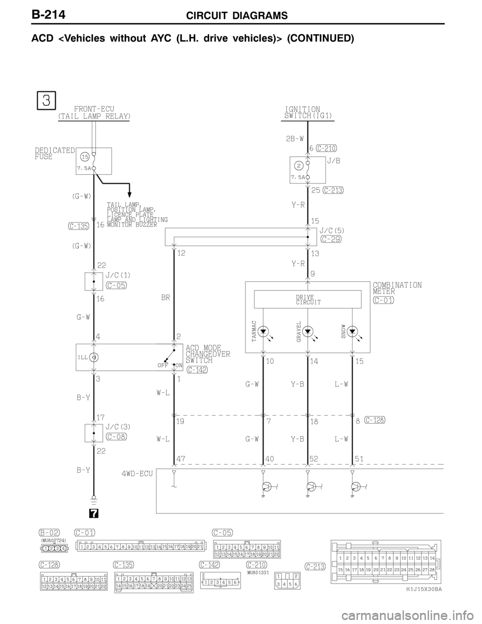 MITSUBISHI LANCER EVOLUTION 2007 Service Repair Manual CIRCUIT DIAGRAMSB-214
ACD <Vehicles without AYC (L.H. drive vehicles)> (CONTINUED) MITSUBISHI LANCER EVOLUTION 2007 Service Repair Manual CIRCUIT DIAGRAMSB-214
ACD <Vehicles without AYC (L.H. drive vehicles)> (CONTINUED)