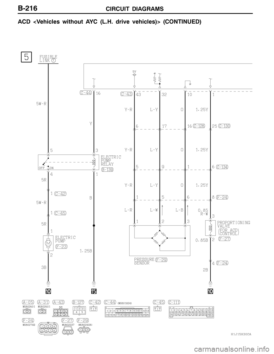 MITSUBISHI LANCER EVOLUTION 2007 Service Repair Manual CIRCUIT DIAGRAMSB-216
ACD <Vehicles without AYC (L.H. drive vehicles)> (CONTINUED) MITSUBISHI LANCER EVOLUTION 2007 Service Repair Manual CIRCUIT DIAGRAMSB-216
ACD <Vehicles without AYC (L.H. drive vehicles)> (CONTINUED)