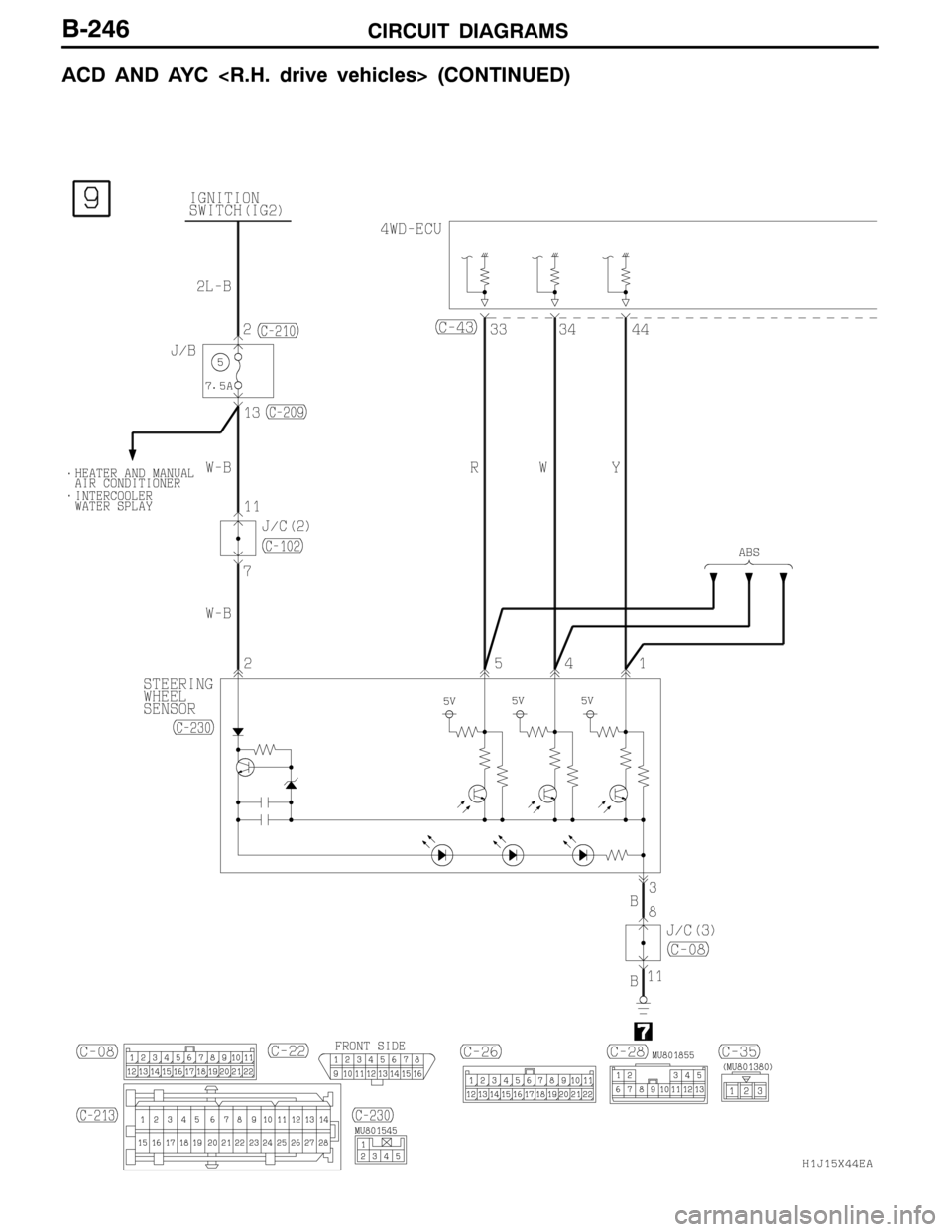 MITSUBISHI LANCER EVOLUTION 2007  Service Repair Manual CIRCUIT DIAGRAMSB-246
ACD AND AYC <R.H. drive vehicles> (CONTINUED) 