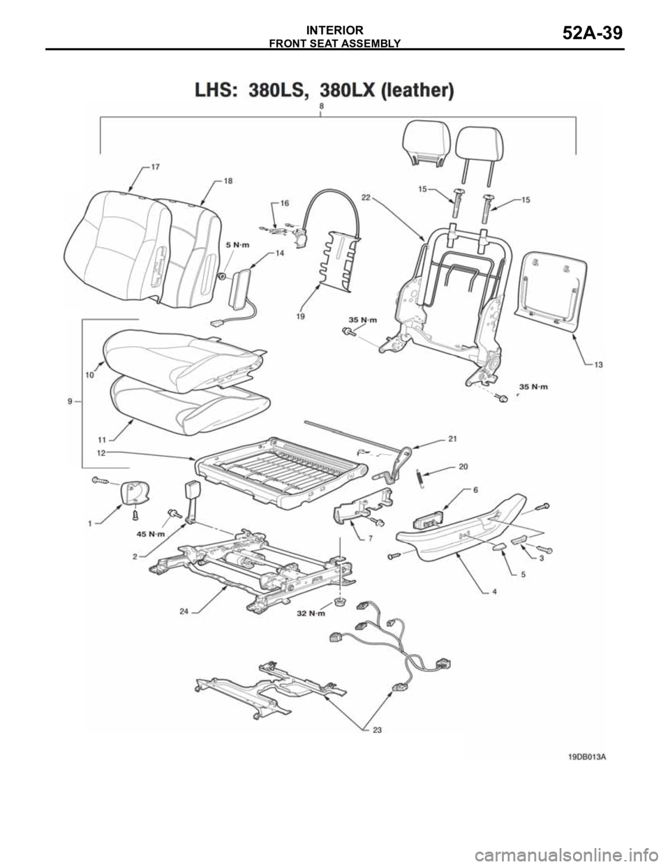 MITSUBISHI 380 2005 Repair Manual FRONT SEAT ASSEMBLY
INTERIOR52A-39 MITSUBISHI 380 2005 Repair Manual FRONT SEAT ASSEMBLY
INTERIOR52A-39