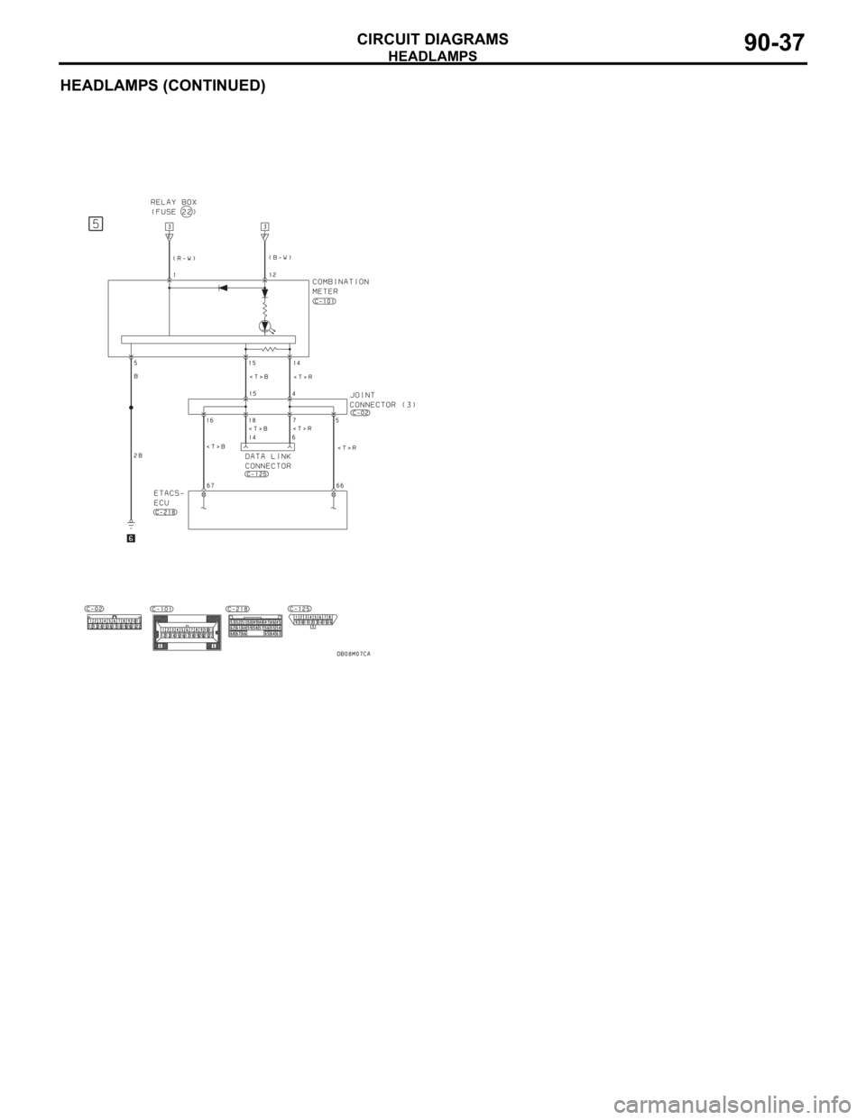 MITSUBISHI 380 2005 Repair Manual HEADLAMPS
CIRCUIT DIAGRAMS90-37
HEADLAMPS (CONTINUED) MITSUBISHI 380 2005 Repair Manual HEADLAMPS
CIRCUIT DIAGRAMS90-37
HEADLAMPS (CONTINUED)