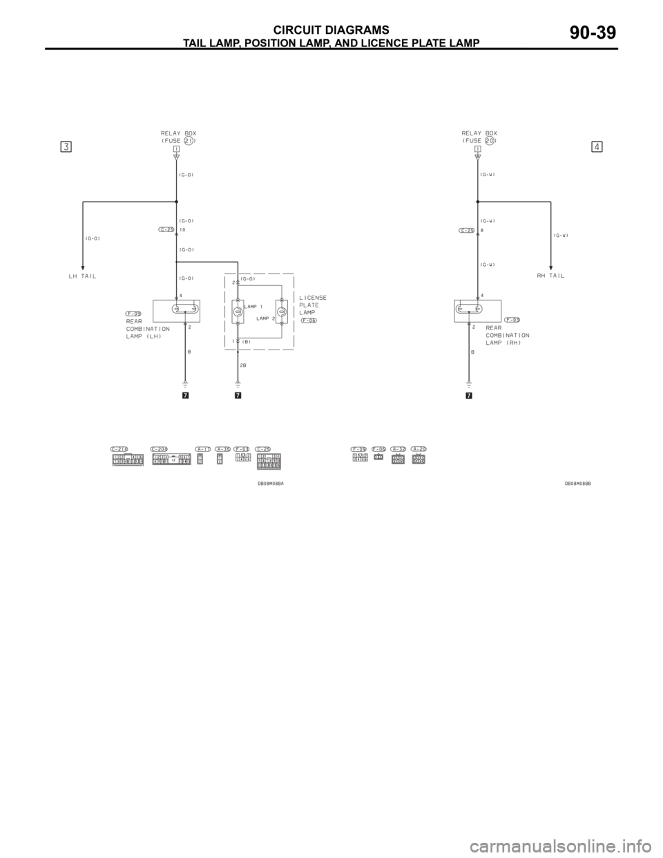 MITSUBISHI 380 2005 Workshop Manual TAIL LAMP, POSITION LAMP, AND LICENCE PLATE LAMP
CIRCUIT DIAGRAMS90-39 MITSUBISHI 380 2005 Workshop Manual TAIL LAMP, POSITION LAMP, AND LICENCE PLATE LAMP
CIRCUIT DIAGRAMS90-39