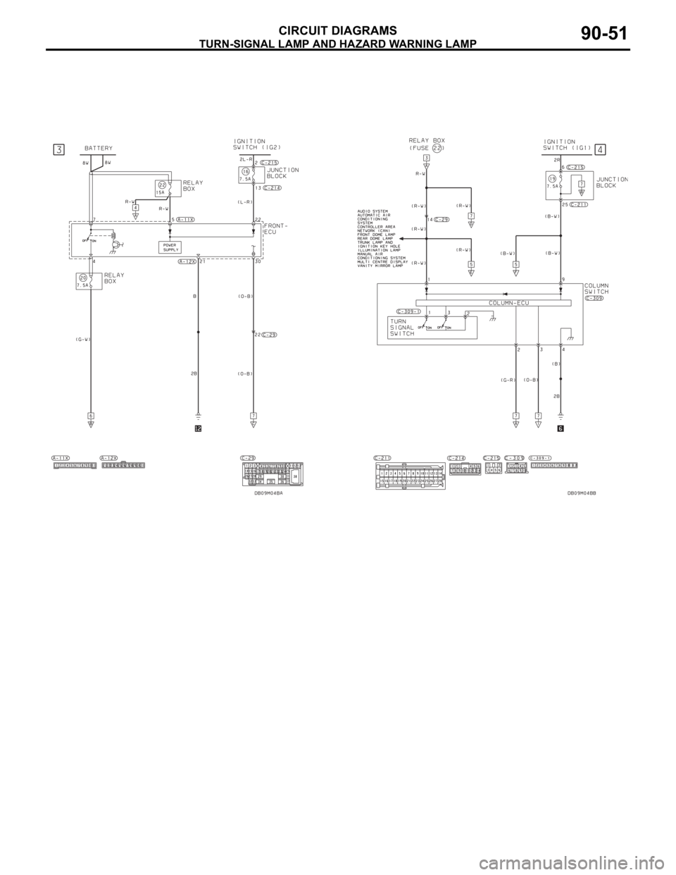 MITSUBISHI 380 2005 Service Manual TURN-SIGNAL LAMP AND HAZARD WARNING LAMP
CIRCUIT DIAGRAMS90-51 
