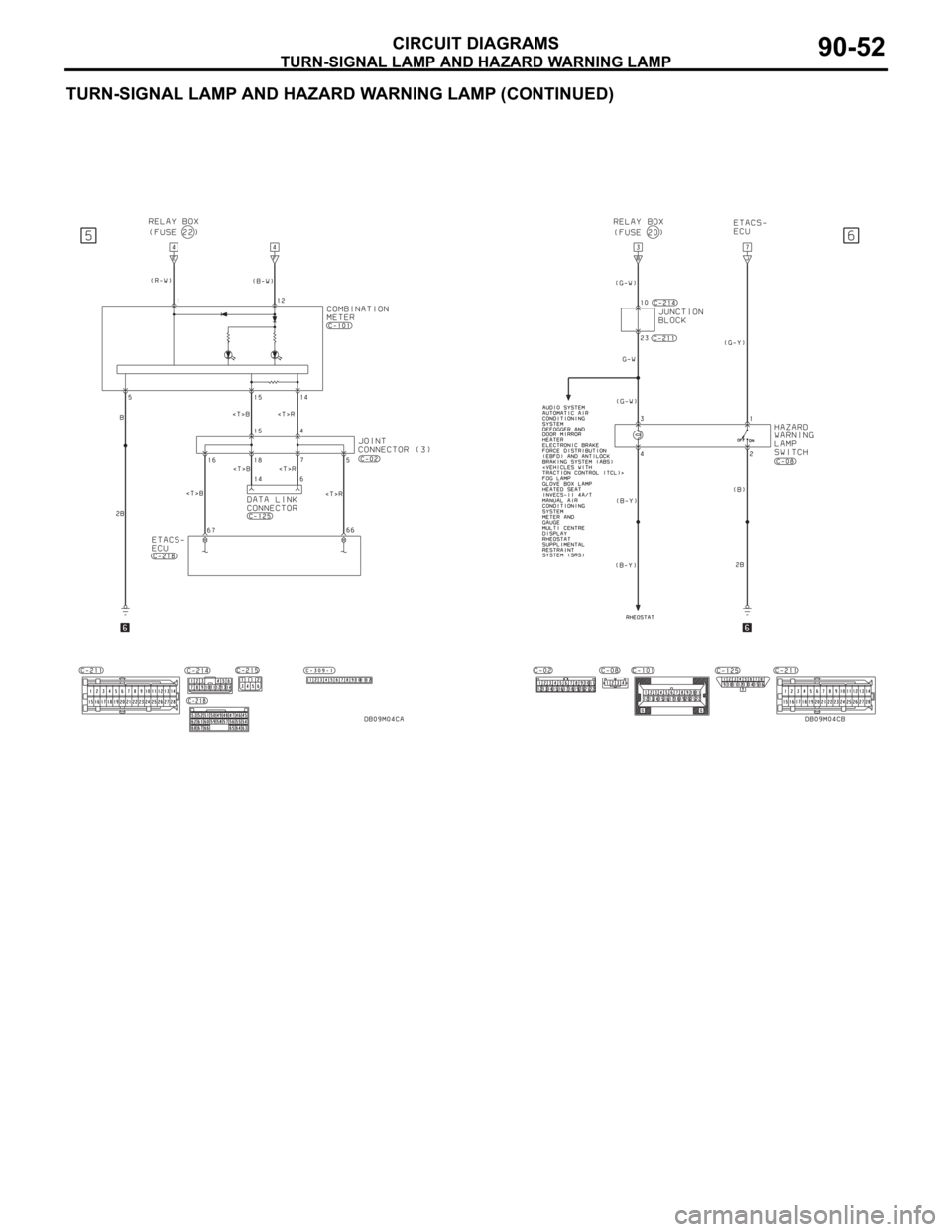 MITSUBISHI 380 2005 Service Manual TURN-SIGNAL LAMP AND HAZARD WARNING LAMP
CIRCUIT DIAGRAMS90-52
TURN-SIGNAL LAMP AND HAZARD WARNING LAMP (CONTINUED) 