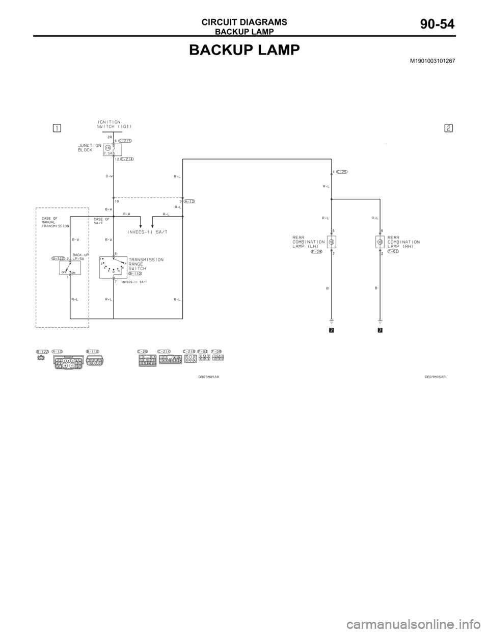 MITSUBISHI 380 2005 Workshop Manual BACKUP LAMP
CIRCUIT DIAGRAMS90-54
BACKUP LAMPM1901003101267 MITSUBISHI 380 2005 Workshop Manual BACKUP LAMP
CIRCUIT DIAGRAMS90-54
BACKUP LAMPM1901003101267