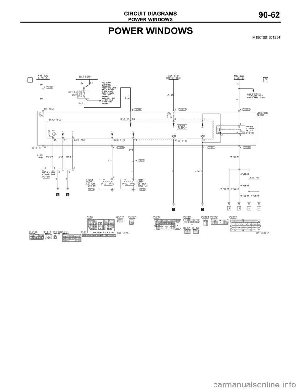 MITSUBISHI 380 2005 Manual PDF POWER WINDOWS
CIRCUIT DIAGRAMS90-62
POWER WINDOWSM1901004601254 MITSUBISHI 380 2005 Manual PDF POWER WINDOWS
CIRCUIT DIAGRAMS90-62
POWER WINDOWSM1901004601254