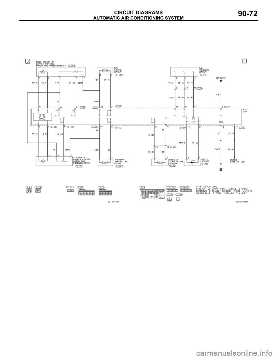 MITSUBISHI 380 2005 Workshop Manual AUTOMATIC AIR CONDITIONING SYSTEM
CIRCUIT DIAGRAMS90-72 MITSUBISHI 380 2005 Workshop Manual AUTOMATIC AIR CONDITIONING SYSTEM
CIRCUIT DIAGRAMS90-72