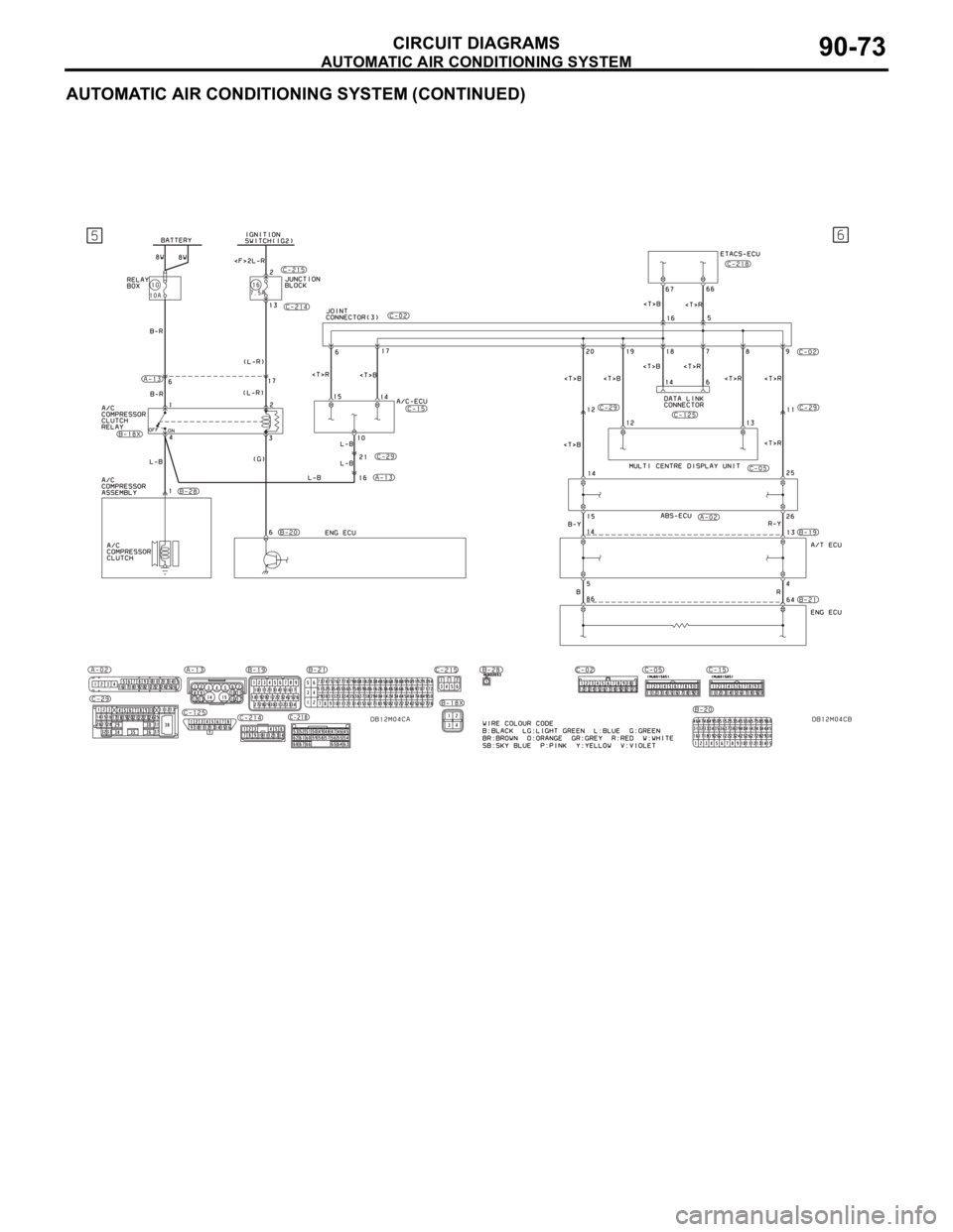 MITSUBISHI 380 2005 Workshop Manual AUTOMATIC AIR CONDITIONING SYSTEM
CIRCUIT DIAGRAMS90-73
AUTOMATIC AIR CONDITIONING SYSTEM (CONTINUED) MITSUBISHI 380 2005 Workshop Manual AUTOMATIC AIR CONDITIONING SYSTEM
CIRCUIT DIAGRAMS90-73
AUTOMATIC AIR CONDITIONING SYSTEM (CONTINUED)