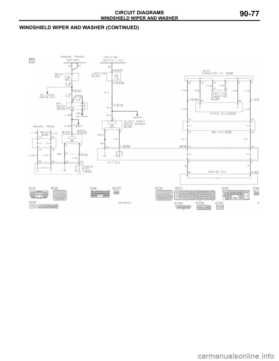 MITSUBISHI 380 2005 Workshop Manual WINDSHIELD WIPER AND WASHER
CIRCUIT DIAGRAMS90-77
WINDSHIELD WIPER AND WASHER (CONTINUED) MITSUBISHI 380 2005 Workshop Manual WINDSHIELD WIPER AND WASHER
CIRCUIT DIAGRAMS90-77
WINDSHIELD WIPER AND WASHER (CONTINUED)