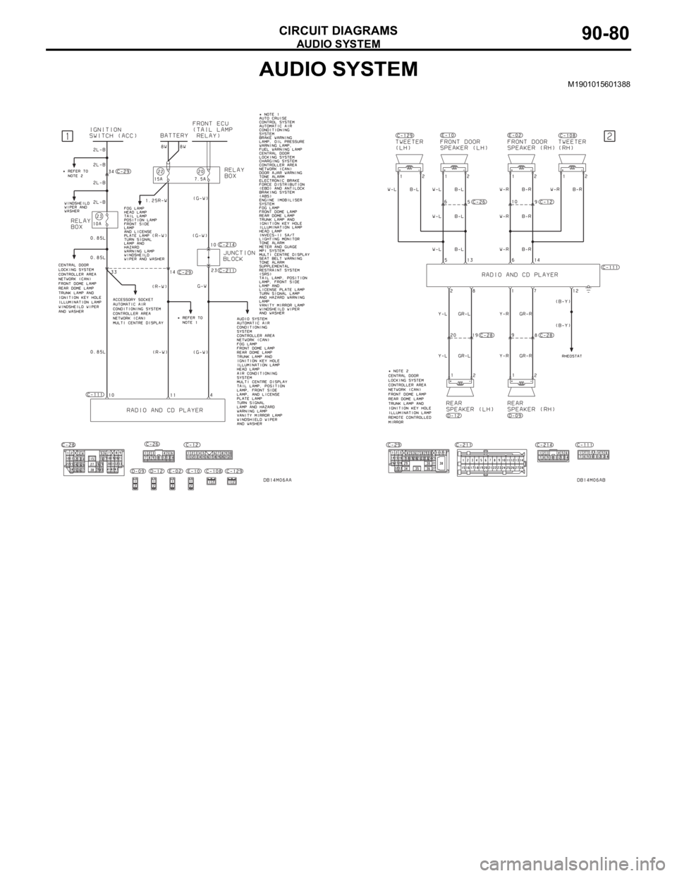MITSUBISHI 380 2005 Workshop Manual AUDIO SYSTEM
CIRCUIT DIAGRAMS90-80
AUDIO SYSTEMM1901015601388 MITSUBISHI 380 2005 Workshop Manual AUDIO SYSTEM
CIRCUIT DIAGRAMS90-80
AUDIO SYSTEMM1901015601388