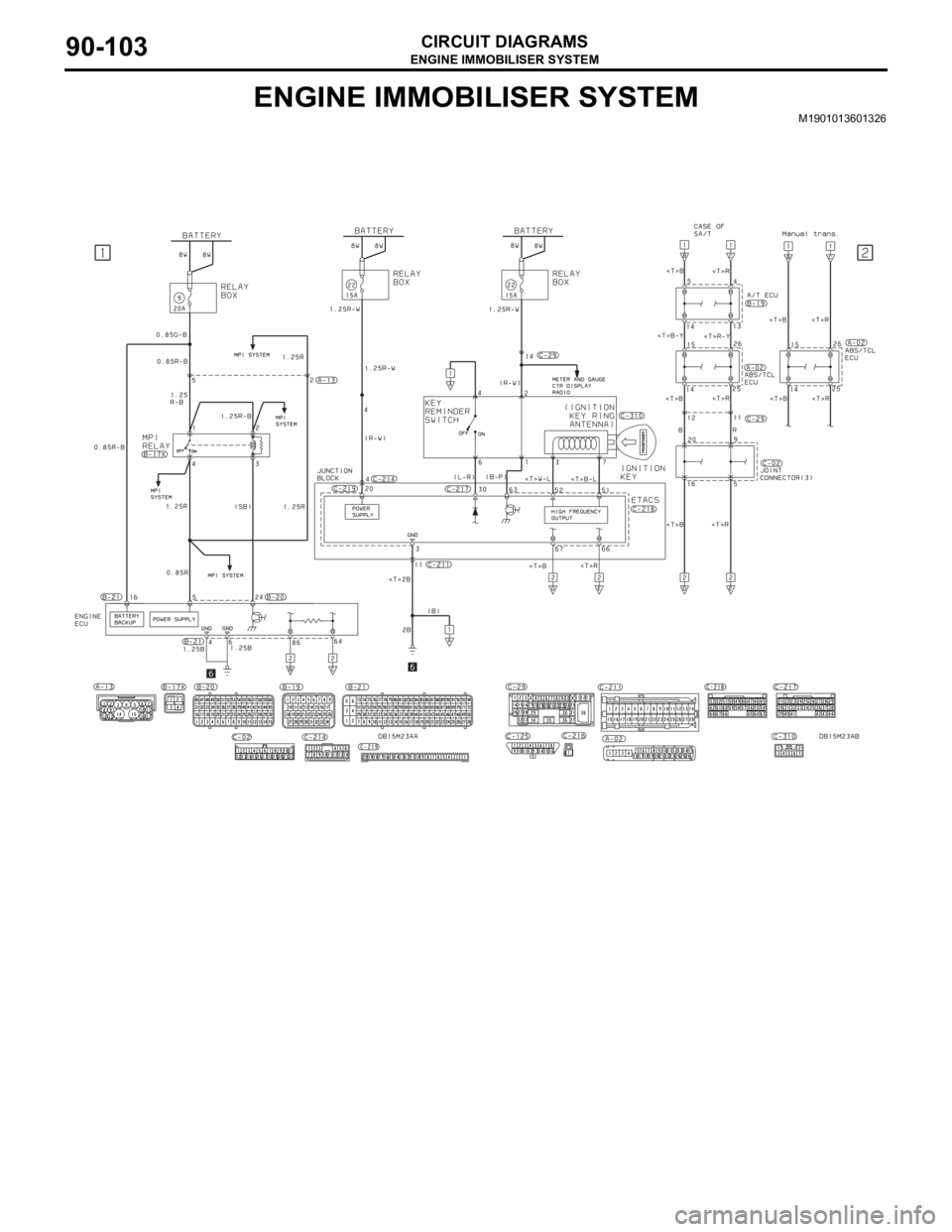 MITSUBISHI 380 2005 User Guide ENGINE IMMOBILISER SYSTEM
CIRCUIT DIAGRAMS90-103
ENGINE IMMOBILISER SYSTEMM1901013601326 MITSUBISHI 380 2005 User Guide ENGINE IMMOBILISER SYSTEM
CIRCUIT DIAGRAMS90-103
ENGINE IMMOBILISER SYSTEMM1901013601326