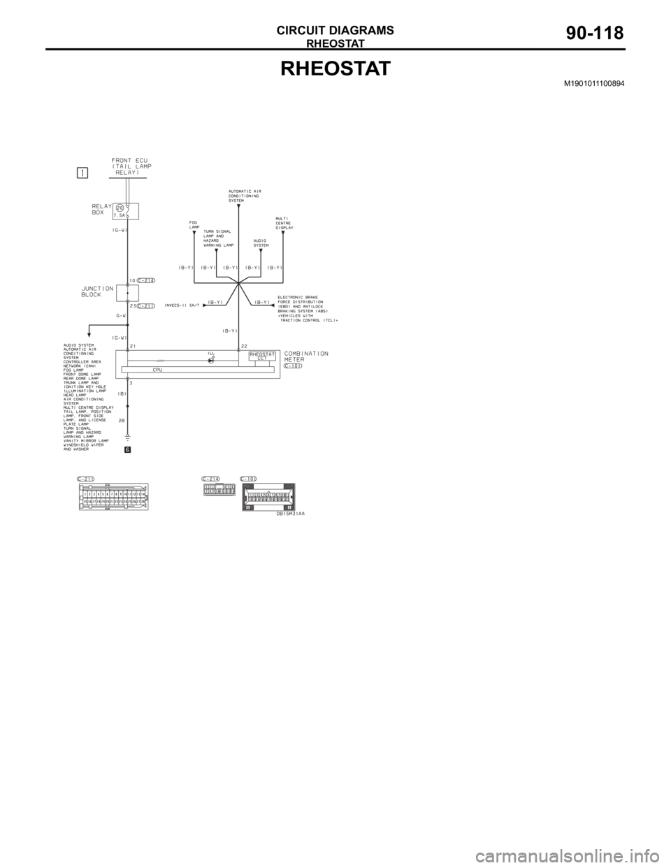 MITSUBISHI 380 2005 Workshop Manual RHEOSTAT
CIRCUIT DIAGRAMS90-118
RHEOSTATM1901011100894 MITSUBISHI 380 2005 Workshop Manual RHEOSTAT
CIRCUIT DIAGRAMS90-118
RHEOSTATM1901011100894
