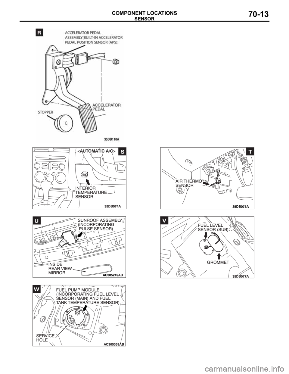 MITSUBISHI 380 2005 Workshop Manual SENSOR
COMPONENT LOCATIONS70-13 MITSUBISHI 380 2005 Workshop Manual SENSOR
COMPONENT LOCATIONS70-13