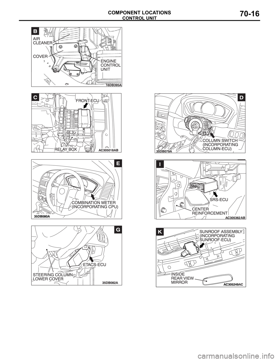 MITSUBISHI 380 2005 Workshop Manual CONTROL UNIT
COMPONENT LOCATIONS70-16 MITSUBISHI 380 2005 Workshop Manual CONTROL UNIT
COMPONENT LOCATIONS70-16