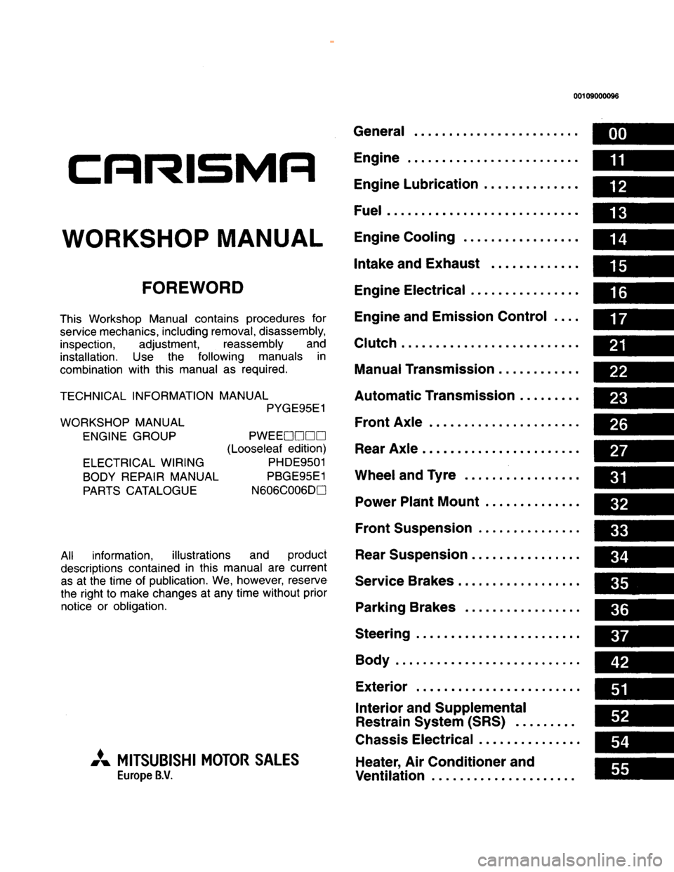MITSUBISHI CARISMA 1995  Workshop Manual 
 
www.WorkshopManuals.co.uk

 
Purchased from www.WorkshopManuals.co.uk 