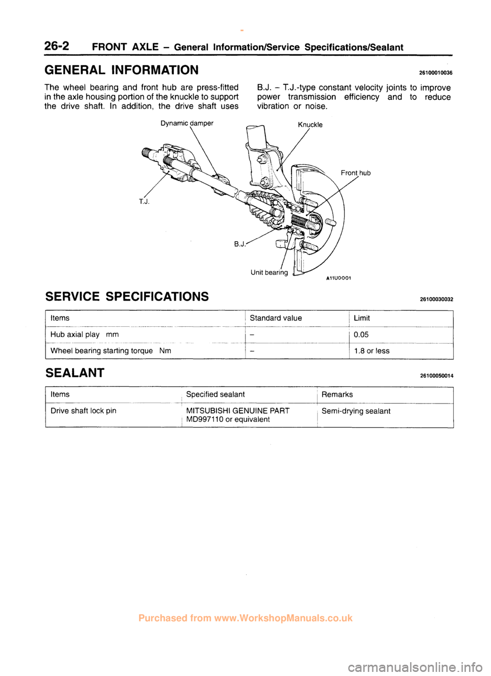MITSUBISHI CARISMA 1995 Workshop Manual
www.WorkshopManuals.co.uk
Purchased from www.WorkshopManuals.co.uk MITSUBISHI CARISMA 1995 Workshop Manual
www.WorkshopManuals.co.uk
Purchased from www.WorkshopManuals.co.uk