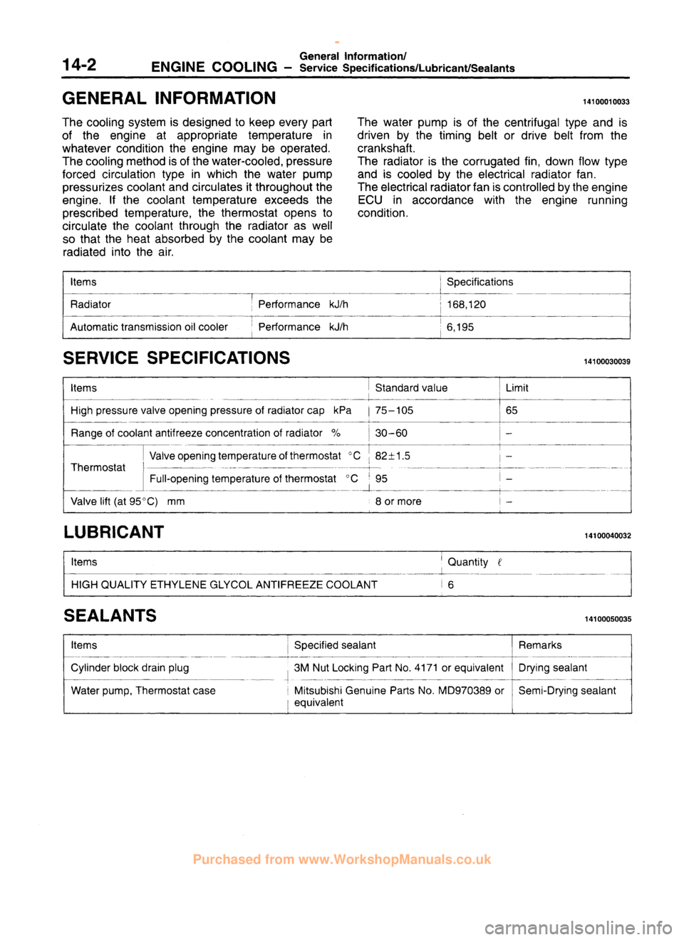 MITSUBISHI CARISMA 1995 Service Manual
www.WorkshopManuals.co.uk
Purchased from www.WorkshopManuals.co.uk MITSUBISHI CARISMA 1995 Service Manual
www.WorkshopManuals.co.uk
Purchased from www.WorkshopManuals.co.uk
