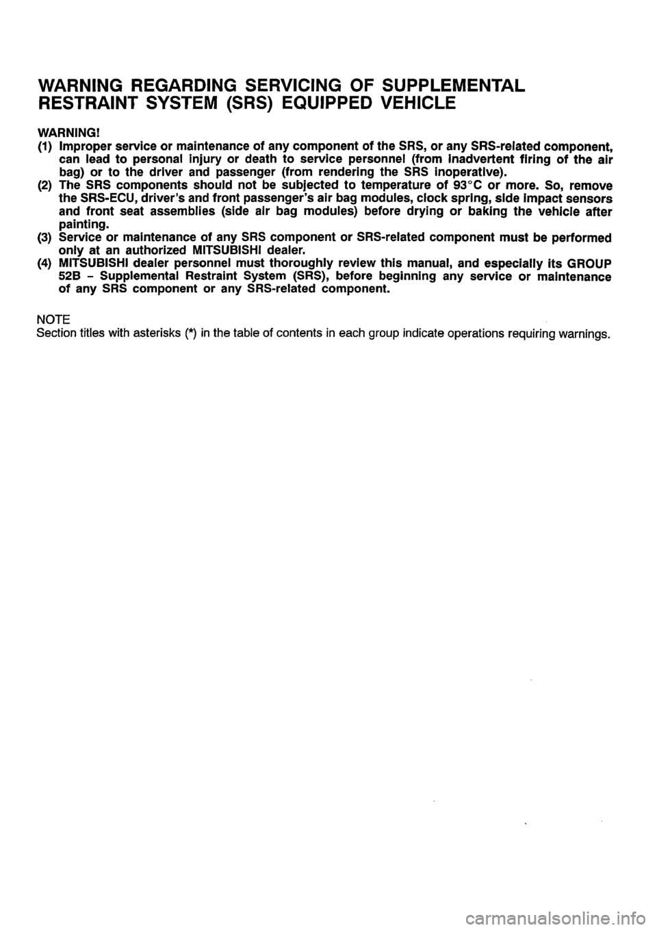 MITSUBISHI CARISMA 2001  Workshop Manual 