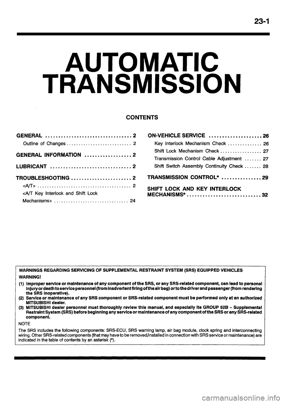 MITSUBISHI CARISMA 2001 Workshop Manual MITSUBISHI CARISMA 2001 Workshop Manual