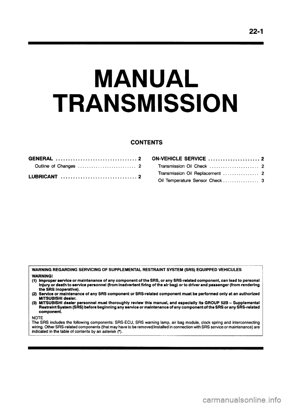 MITSUBISHI CARISMA 1998 Workshop Manual MITSUBISHI CARISMA 1998 Workshop Manual