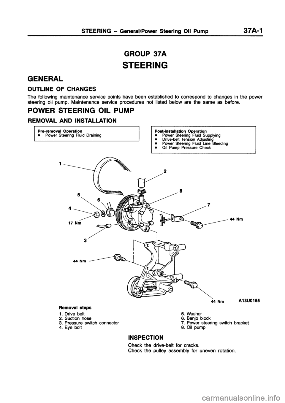 MITSUBISHI CARISMA 1998 Workshop Manual MITSUBISHI CARISMA 1998 Workshop Manual