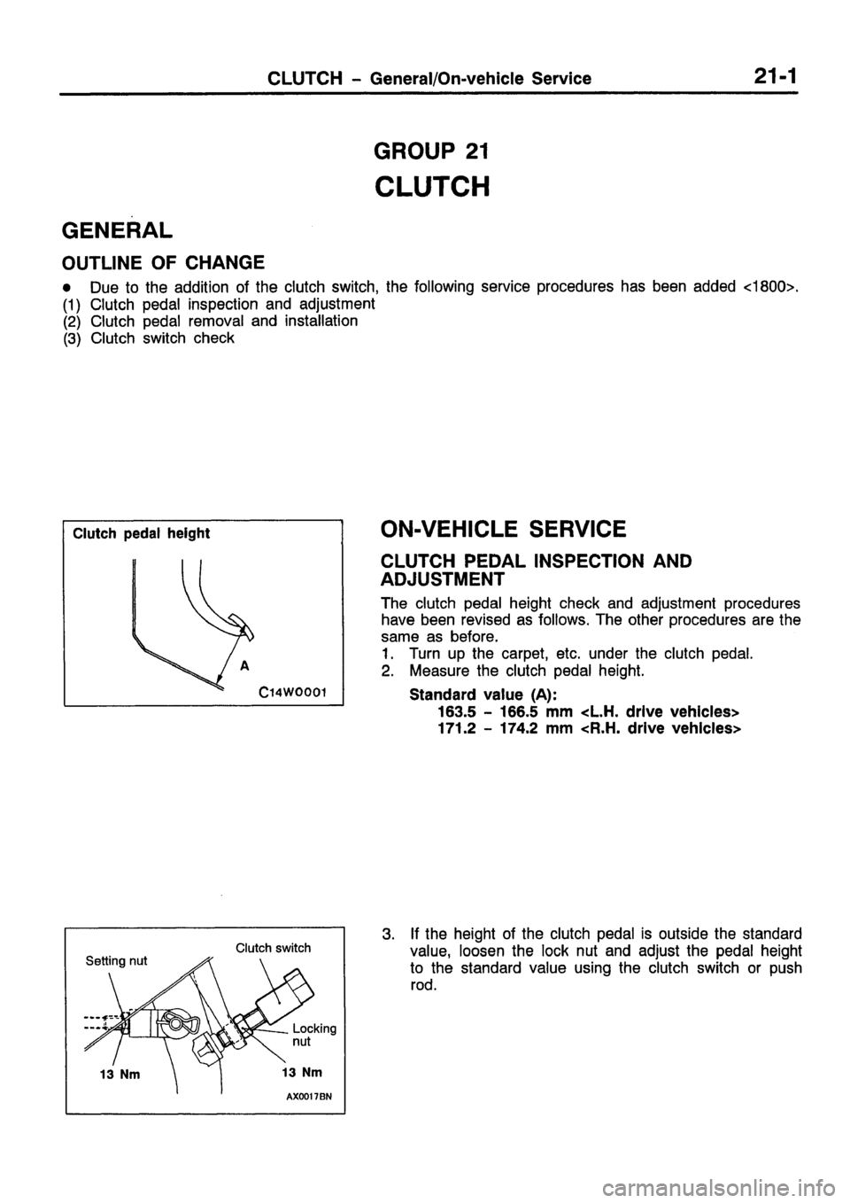 MITSUBISHI CARISMA 1999  Workshop Manual 