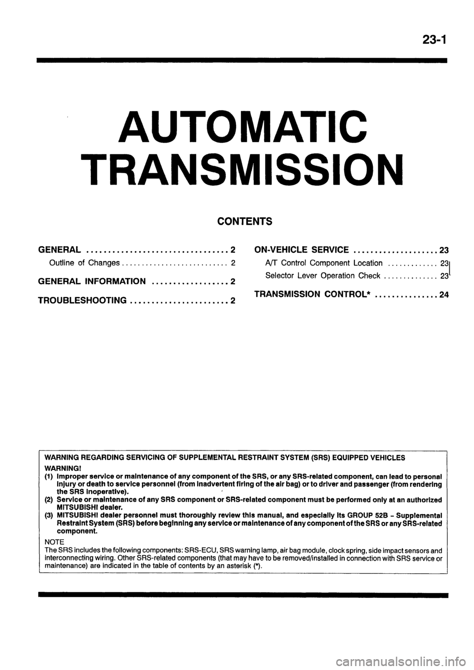 MITSUBISHI CARISMA 1999 Workshop Manual MITSUBISHI CARISMA 1999 Workshop Manual