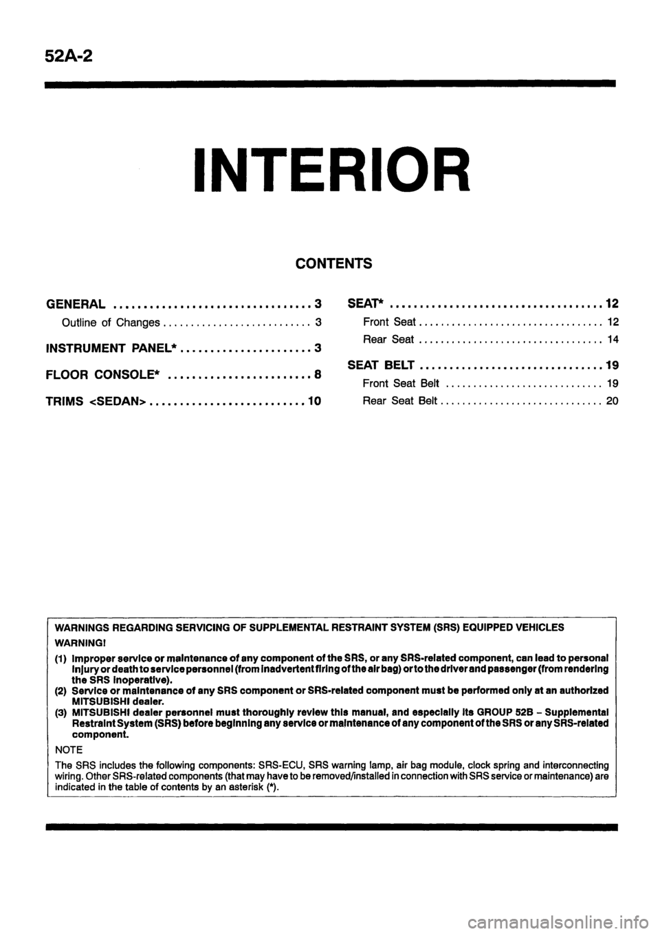 MITSUBISHI CARISMA 1999 Workshop Manual MITSUBISHI CARISMA 1999 Workshop Manual