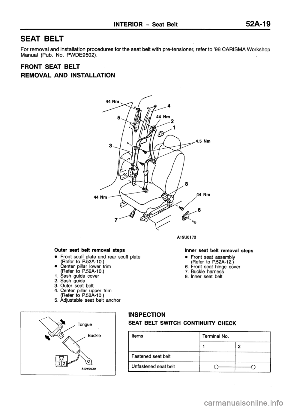 MITSUBISHI CARISMA 1999 Workshop Manual MITSUBISHI CARISMA 1999 Workshop Manual