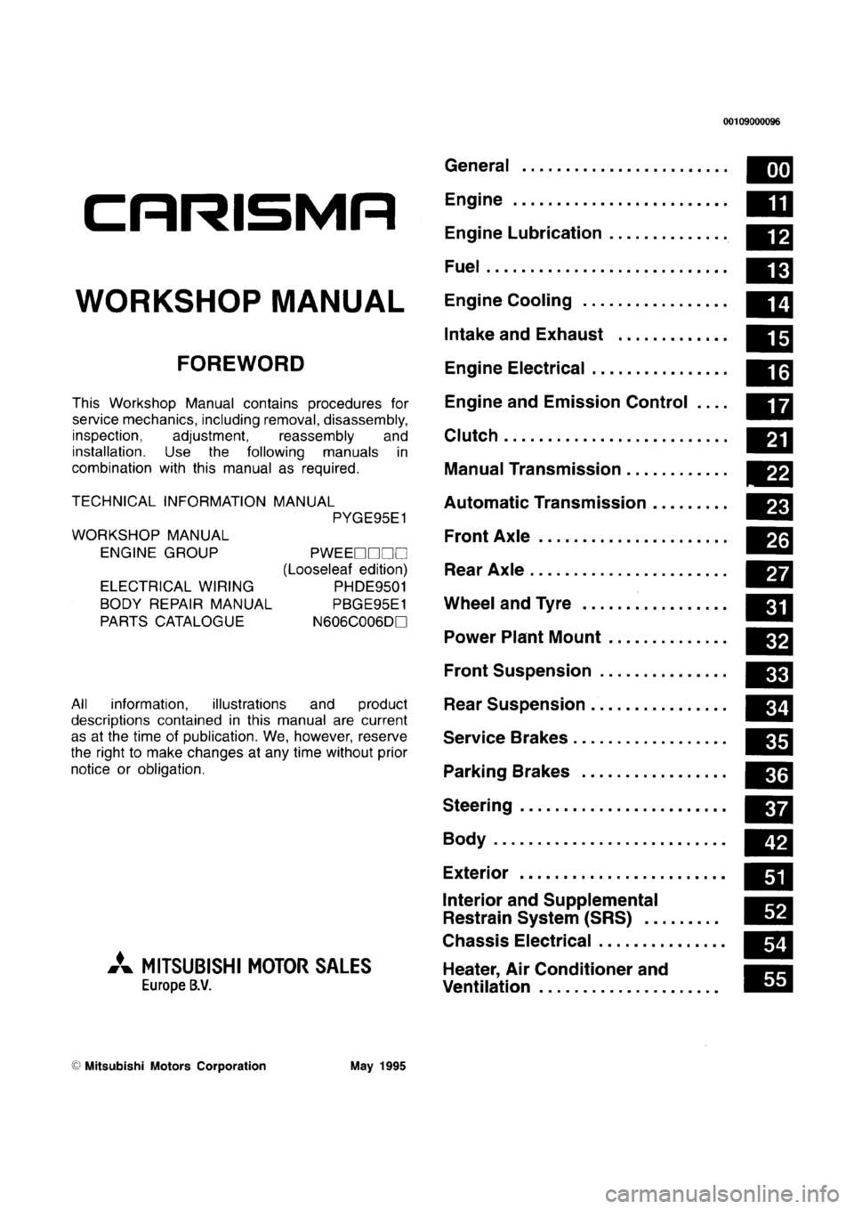 MITSUBISHI CARISMA 1996 Workshop Manual MITSUBISHI CARISMA 1996 Workshop Manual