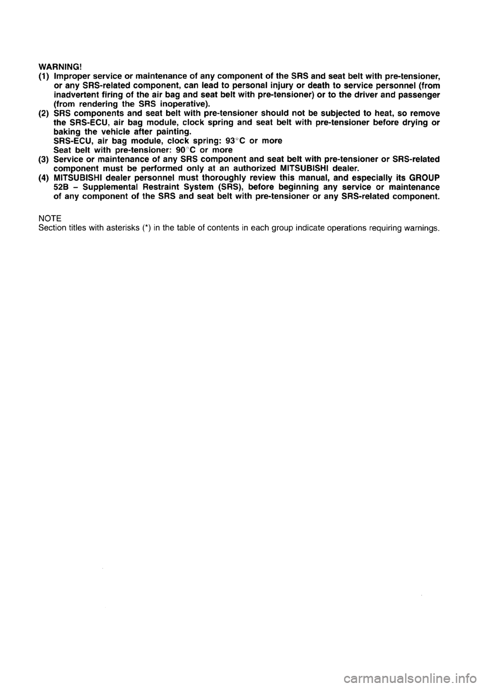 MITSUBISHI CARISMA 1996 Workshop Manual MITSUBISHI CARISMA 1996 Workshop Manual