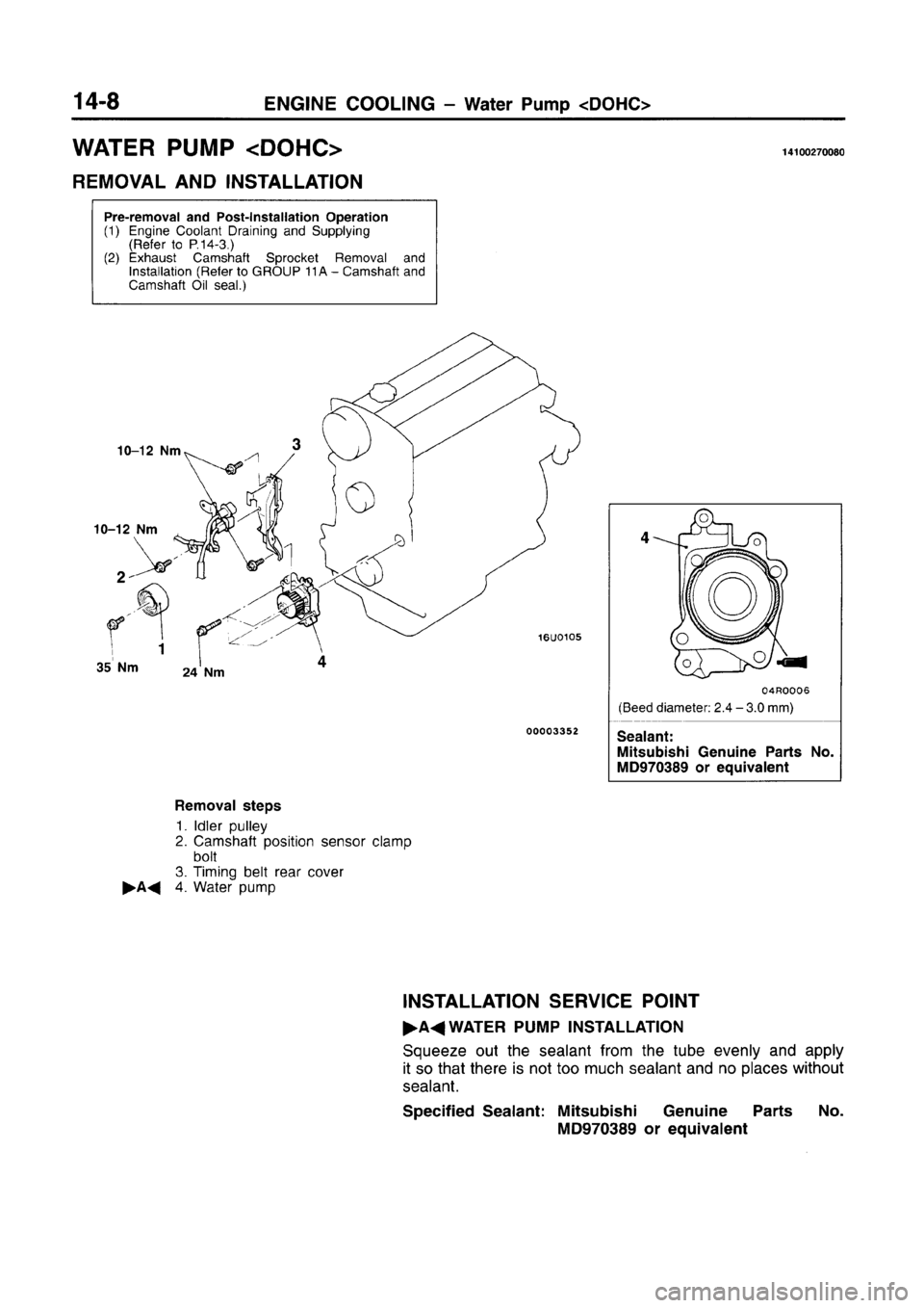 MITSUBISHI CARISMA 1996 Workshop Manual MITSUBISHI CARISMA 1996 Workshop Manual