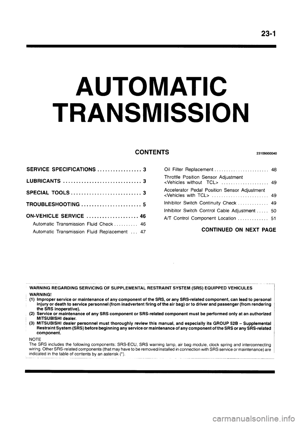 MITSUBISHI CARISMA 1996 Workshop Manual MITSUBISHI CARISMA 1996 Workshop Manual