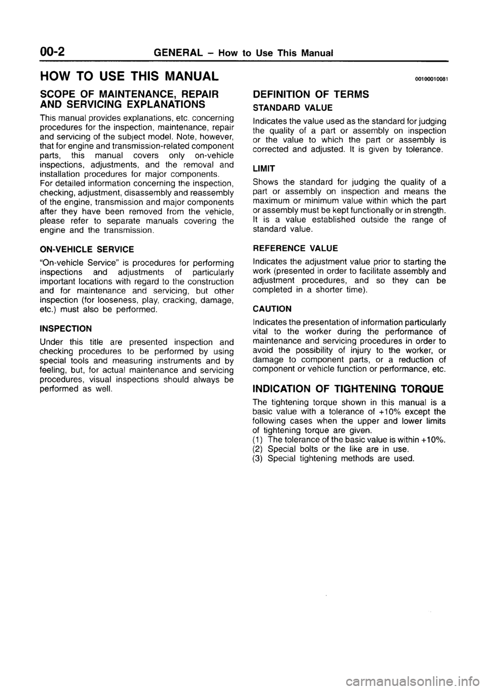 MITSUBISHI CARISMA 1996 Workshop Manual MITSUBISHI CARISMA 1996 Workshop Manual