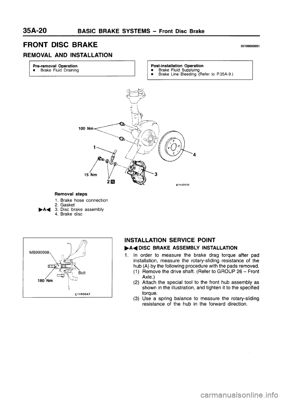 MITSUBISHI CARISMA 1996 Workshop Manual MITSUBISHI CARISMA 1996 Workshop Manual