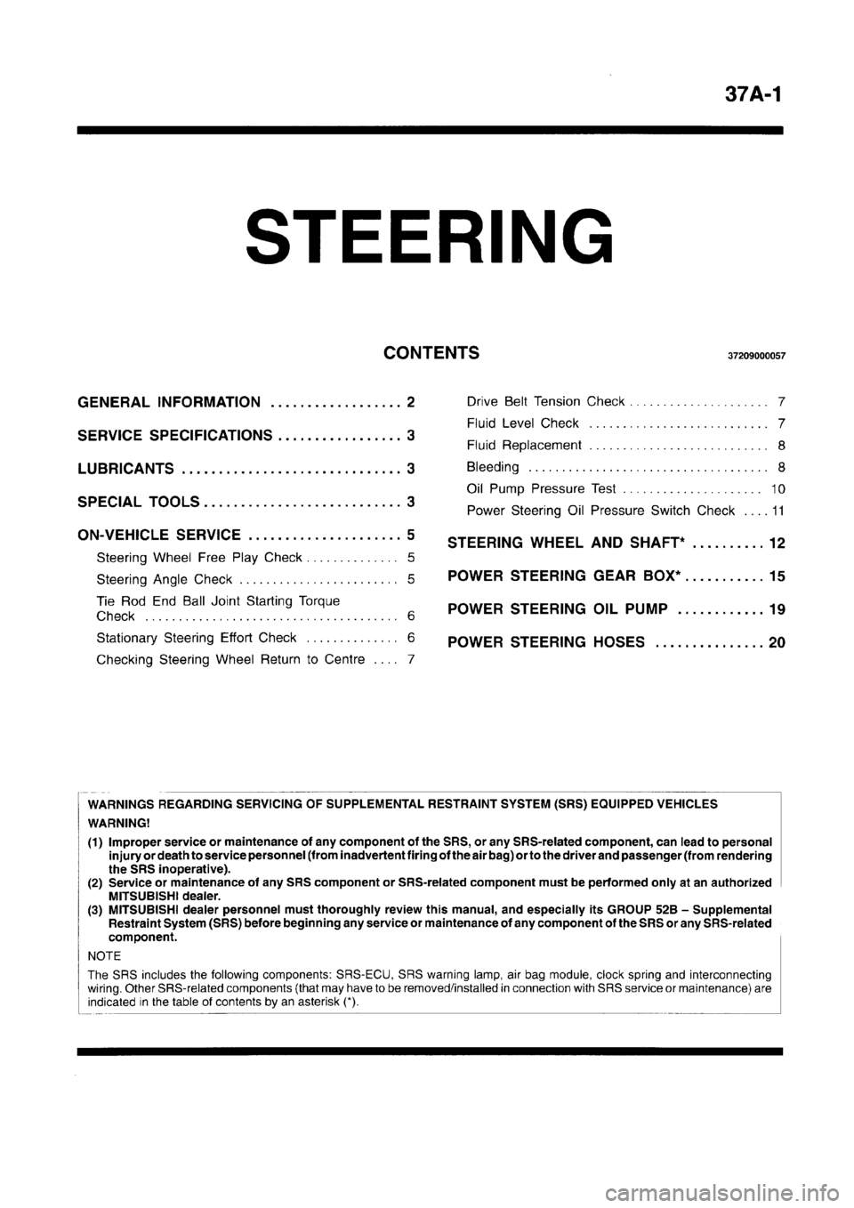 MITSUBISHI CARISMA 1996 Workshop Manual MITSUBISHI CARISMA 1996 Workshop Manual