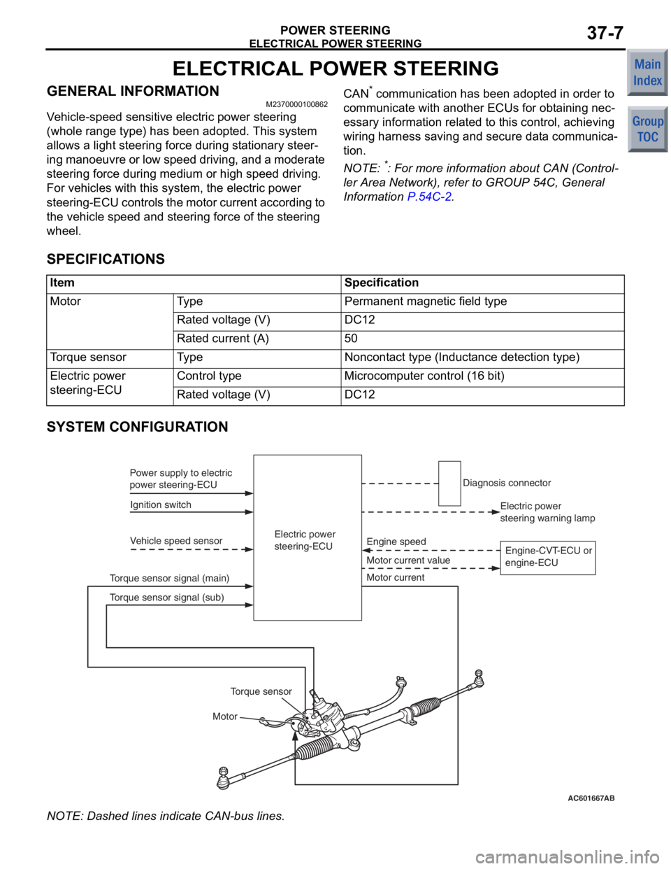 MITSUBISHI COLT 2006 Service Manual PDF
ELECTRICAL POWER STEERING
POWER STEERING37-7
ELECTRICAL POWER STEERING
GENERAL INFORMATIONM2370000100862
Vehicle-speed sensitive electric power steering
(whole range type) has been adopted. This sys MITSUBISHI COLT 2006 Service Manual PDF
ELECTRICAL POWER STEERING
POWER STEERING37-7
ELECTRICAL POWER STEERING
GENERAL INFORMATIONM2370000100862
Vehicle-speed sensitive electric power steering
(whole range type) has been adopted. This sys