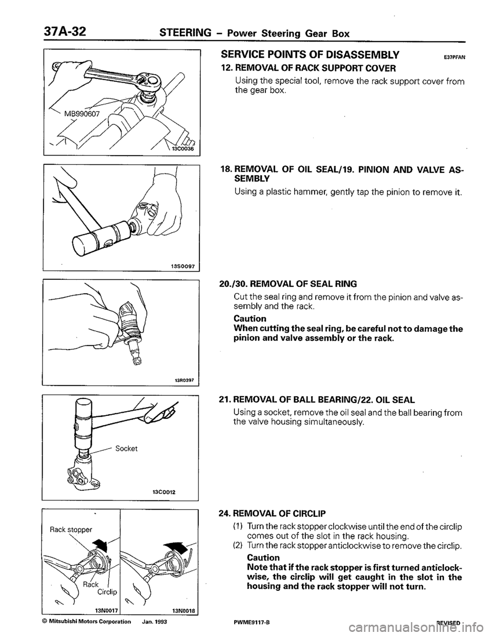 MITSUBISHI COLT 1992  Workshop Manual 