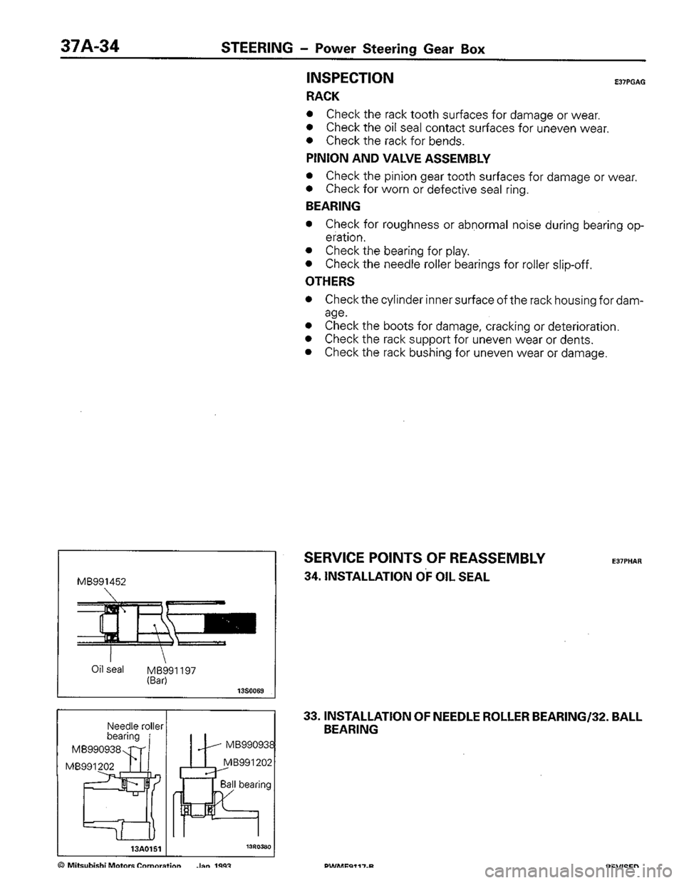 MITSUBISHI COLT 1992  Workshop Manual 