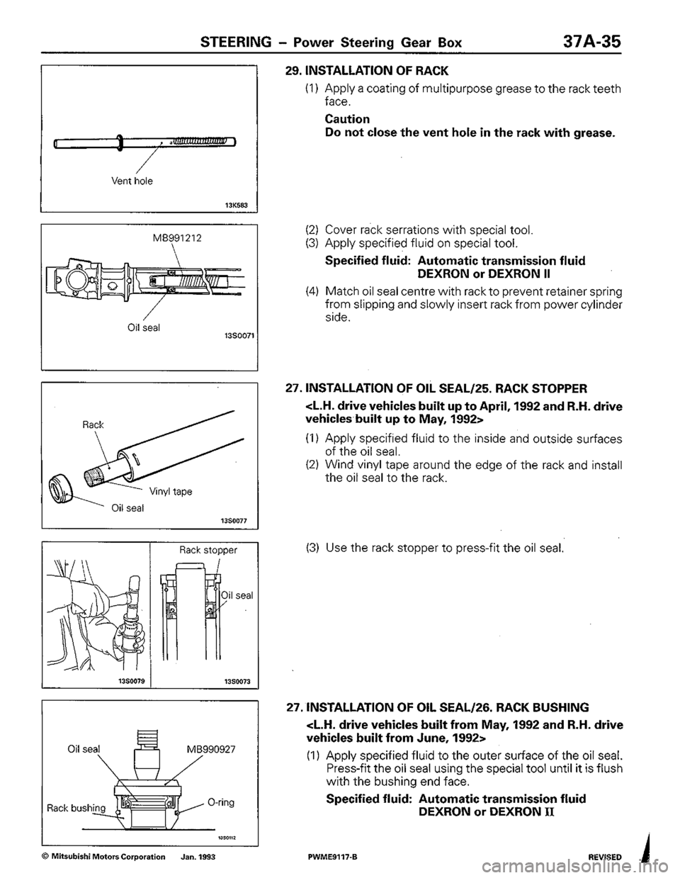 MITSUBISHI COLT 1992  Workshop Manual 