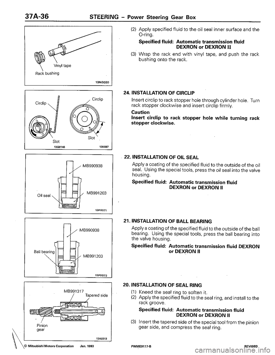 MITSUBISHI COLT 1992  Workshop Manual 